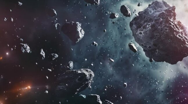 asteroid fragments in outer space