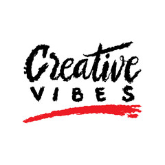 Creative vibes. Hand drawn lettering. Vector illustration.