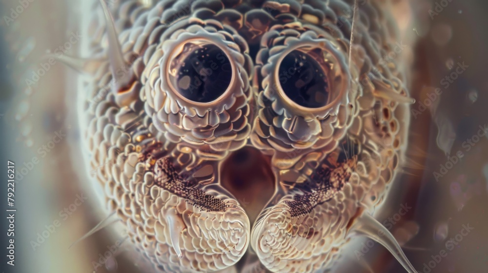 Aufkleber a highly magnified image of a nematodes head showing its circular mouth and two sensory structures c