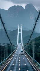 Obraz premium Geometry futuristic ark bridge with mountain on background