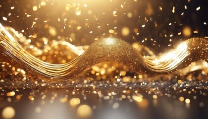 'confetti 3D particles golden wave lights abstract gital background wallpaper fast illustration...