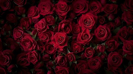 Red Roses On Valentine's Day Bouquet Background Wall (Generative AI) - Powered by Adobe