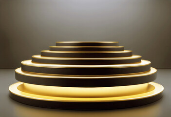 'minimalist ring Abstract space futuristic Blank isolated gold background concept rendering mockup 3d frame steps pedestal premium minimal black luxury cylinder podium poduim'