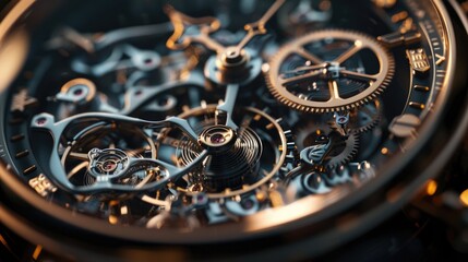 Fototapeta na wymiar 3D holographic display of a luxury watch mechanism in motion