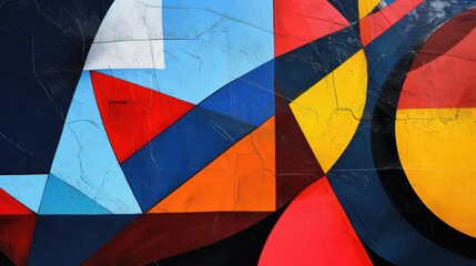 Abstract geometric shapes in a clash of primary colors
