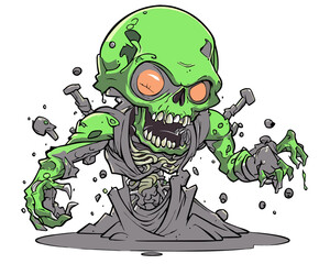 Zombie skull illustration
