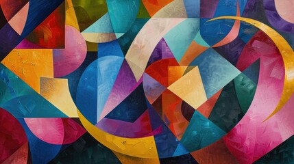 Fototapeta premium Cubist-style abstract using sharp angles and a vibrant palette