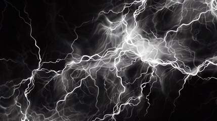 A powerful thunder flash of lightning illuminates the dark stormy sky - obrazy, fototapety, plakaty