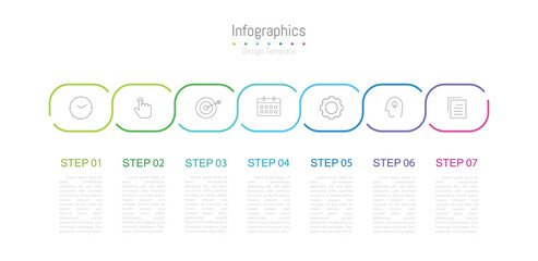 Fototapeta na wymiar Infographic 7 options design elements for your business data. Vector Illustration.