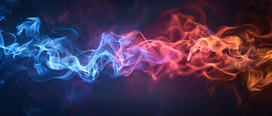 Colored smoke isolated on black background ,Dense multicolored smoke of blue, pink and purple colors on a black isolated background
