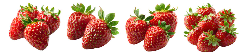 red strawberry isolated on a transparent PNG background, white background , Generative Ai