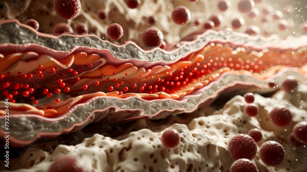 Poster a crosssection view of a vessel showcasing the layers of smooth muscle connective tissue and endothe
