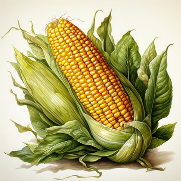 recommend clip art: Watercolor Corn, clipart Illustration, Generative Ai