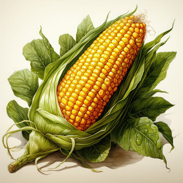 recommend clip art: Watercolor Corn, clipart Illustration, Generative Ai