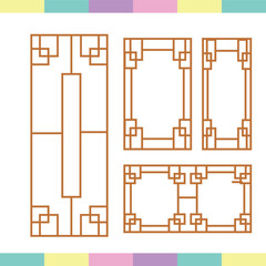 Traditonal ornament window. lineart traditional korea vintage decoration	