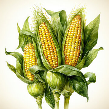 recommend clip art: Watercolor Corn, clipart Illustration, Generative Ai