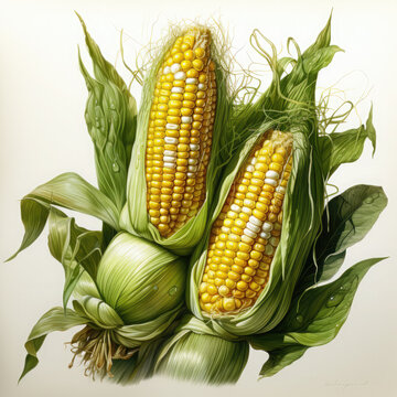 recommend clip art: Watercolor Corn, clipart Illustration, Generative Ai
