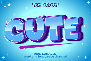 Editable text effect cute 3d cartoon template style premium vector