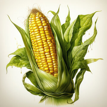 recommend clip art: Watercolor Corn, clipart Illustration, Generative Ai