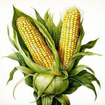recommend clip art: Watercolor Corn, clipart Illustration, Generative Ai