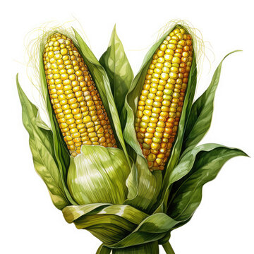 recommend clip art: Watercolor Corn, clipart Illustration, Generative Ai