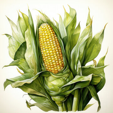 recommend clip art: Watercolor Corn, clipart Illustration, Generative Ai