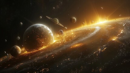 Obraz na płótnie Canvas Solar system through the illuminator of a spaceship