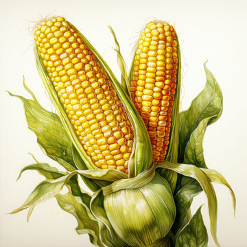 recommend clip art: Watercolor Corn, clipart Illustration, Generative Ai