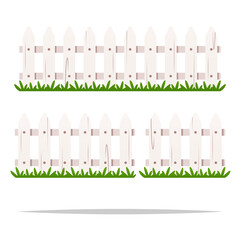 White picket fence vector isolated illustration