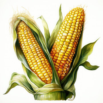 recommend clip art: Watercolor Corn, clipart Illustration, Generative Ai