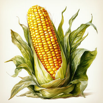 recommend clip art: Watercolor Corn, clipart Illustration, Generative Ai