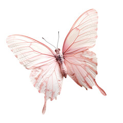  Beautiful pink butterfly, on white background