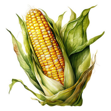 recommend clip art: Watercolor Corn, clipart Illustration, Generative Ai