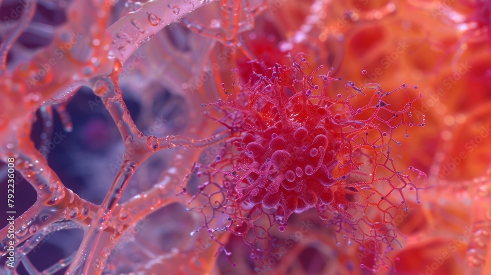 Aufkleber an upclose look at the inner workings of a red cell with its intricate network of proteins and hemog
