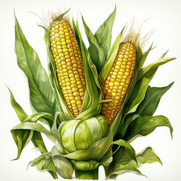 recommend clip art: Watercolor Corn, clipart Illustration, Generative Ai