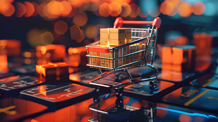 Supermarket shopping carts small model figure