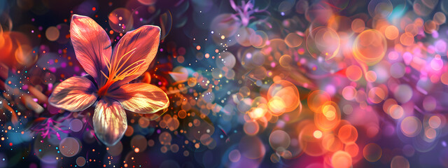 Abstract background with flowing glow lights, like a flower in imagination