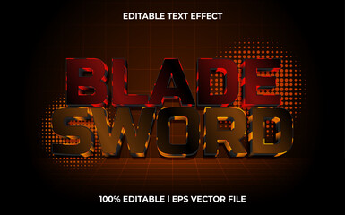 blade sword 3d editable vector text effect. glow style text effect.