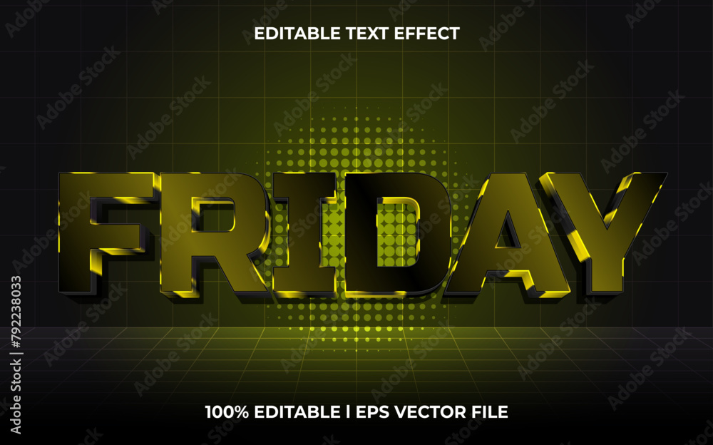 Poster friday 3d editable vector text effect. glow style text effect.