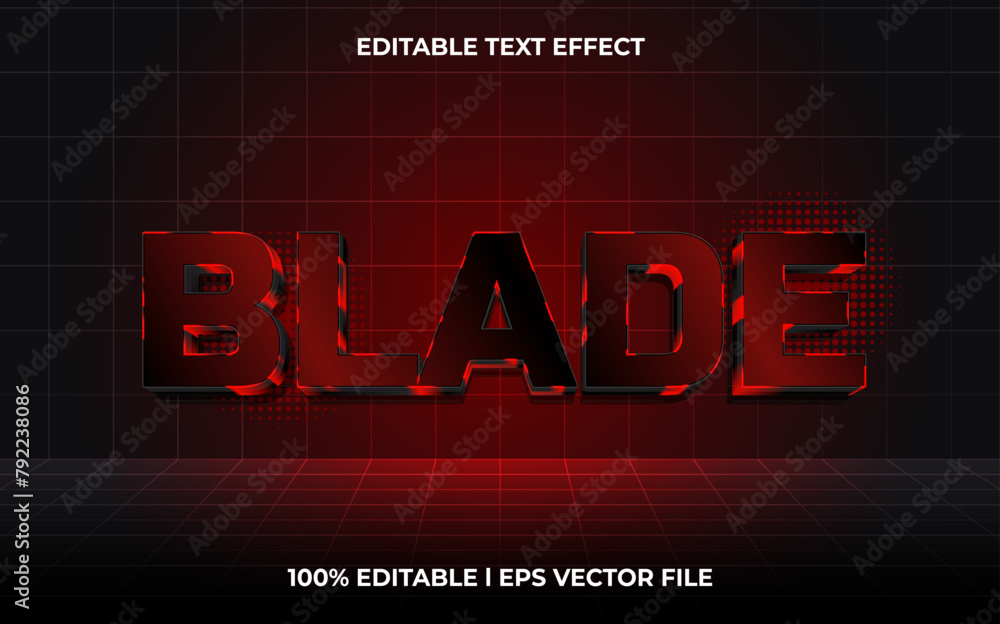 Poster blade 3d editable vector text effect. glow style text effect.