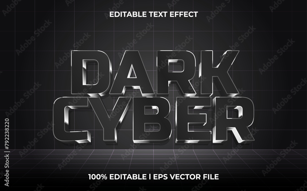 Poster dark cyber 3d editable vector text effect. glow style text effect.
