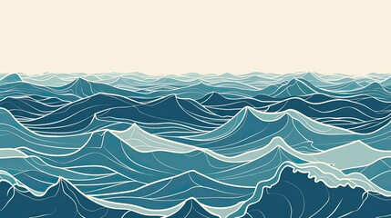 Minimalistic ocean waves pattern with a clean, modern twist