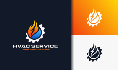 Illustration vector graphic of creative hvac service logo template plumbing, heating, electric gear and cooling service logo design