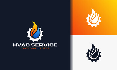 Illustration vector graphic of creative hvac service logo template plumbing, heating, electric gear and cooling service logo design