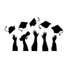 A graduation ceremony with graduates throwing cap