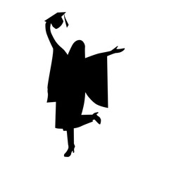 Happy girl student graduated ceremony silhouette vector