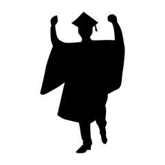 Happy boy student graduated ceremony silhouette vector