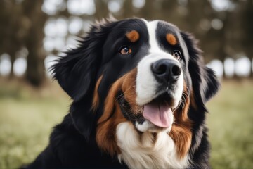 'dog bernese background mountain white breed isolated tongue mammal brown fur friendship studio shepherd obedience intelligent1 black fluffy portrait cute smile friends young obedient kind adorable' - obrazy, fototapety, plakaty