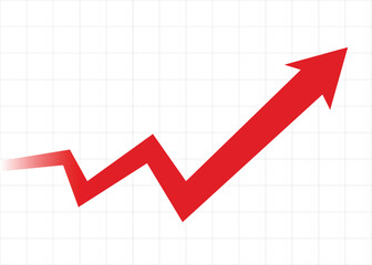 big red arrow graph going fast forward rising up make progress business profit financial grow faster