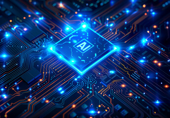 Obraz premium Photo of ai technology microchip background design with digital transformation concept